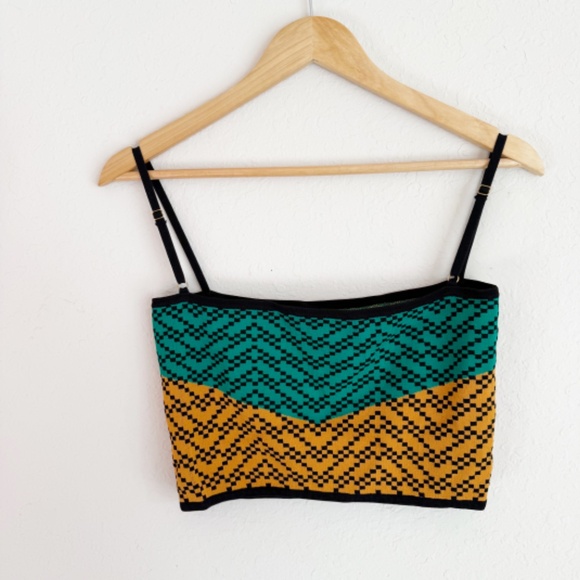 Dodo Bar Or Bebe Green Orange Printed Crop Top Size 42 - Picture 6 of 6